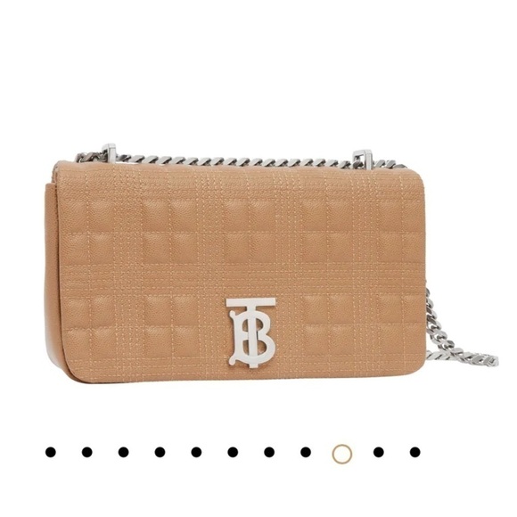 𝅺NWT BURBERRY Small Camel Quilted Grainy Leather Lola Bag - Picture 3 of 11
